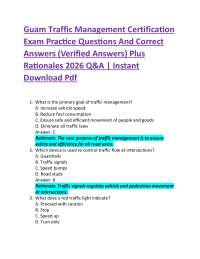 Guam Traffic Management Certification Exam Practice Questions And Correct Answers (Verif