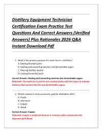 Distillery Equipment Technician Certification Exam Practice Test Questions And Correct A