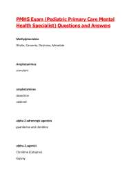 PMHS Exam (Pediatric Primary Care Mental Health Specialist) Questions and Answers