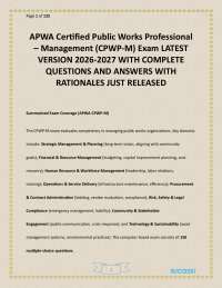 APWA Certified Public Works Professional – Management (CPWP-M) Exam LATEST VERSION 2026-20