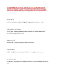 GEORGE BROWN COLLEGE TEST BANK FOR LEWIS’S MEDICAL-SURGICAL NURSING, 12TH EDITION QUESTION