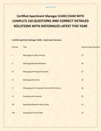 Certified Apartment Manager (CAM) EXAM WITH COMPLETE 250 QUESTIONS AND CORRECT DETAILED SO