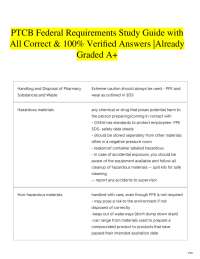 PTCB Federal Requirements Study Guide with All Correct & 100% Verified Answers |Already Gr