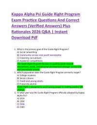 Kappa Alpha Psi Guide Right Program Exam Practice Questions And Correct Answers (Verifie