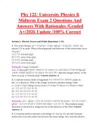 Phy 122: University Physics Ii Midterm Exam 2 Questions And Answers With Rationales /Gra