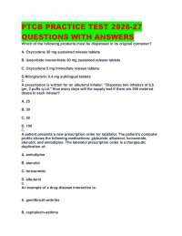 PTCB PRACTICE TEST 2026-27 QUESTIONS WITH ANSWERS