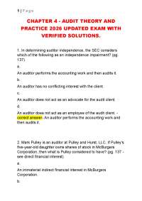 CHAPTER 4 - AUDIT THEORY AND PRACTICE 2026 UPDATED EXAM WITH VERIFIED SOLUTIONS.