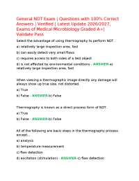 General NDT Exam | Questions with 100% Correct Answers | Verified | Latest Update 2026/202