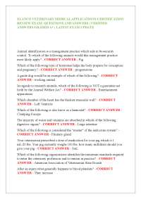ELANCO VETERINARY MEDICAL APPLICATIONS CERTIFICATION REVIEW EXAM | QUESTIONS AND ANSWERS