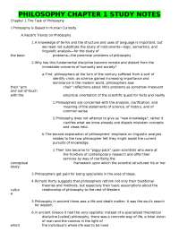 PHILOSOPHY CHAPTER 1 STUDY NOTES