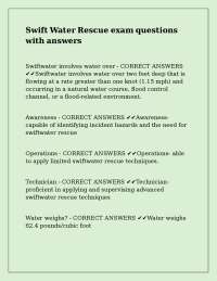 Swift Water Rescue exam questions with answers