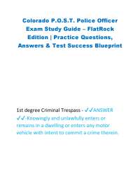 Colorado P.O.S.T. Police Officer Exam Study Guide – FlatRock Edition | Practice Question