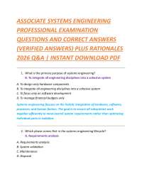 ASSOCIATE SYSTEMS ENGINEERING PROFESSIONAL EXAMINATION QUESTIONS AND CORRECT ANSWERS