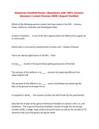 American Football Exam | Questions with 100% Correct Answers | Latest Version 2026 | Expe