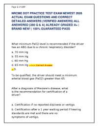 NRCME DOT Certification Exam Prep 2026 – Practice Questions and Detailed Solutions