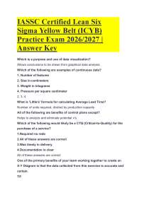 IASSC Certified Lean Six Sigma Yellow Belt (ICYB) Practice Exam 2026/2027 | Answer Key