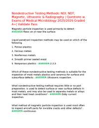 Nondestructive Testing Methods: NDI, NDT, Magnetic, Ultrasonic & Radiography | Questions w