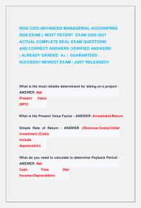 WGU C253 ADVANCED MANAGERIAL ACCOUNTING 2026 EXAM || MOST RECENT EXAM 2026-2027 ACTUAL