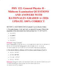 PHY 122: General Physics II - Midterm Examination QUESTIONS AND ANSWERS WITH RATIONALES