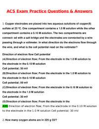 ACS PRACTICE EXAM Latest 2026 Actual Questions and Verified Answers (2026 / 2027) A+ Grade