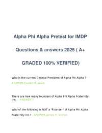 Alpha Phi Alpha Pretest for IMDP Questions & answers 2025 ( A+ GRADED 100% VERIFIED)