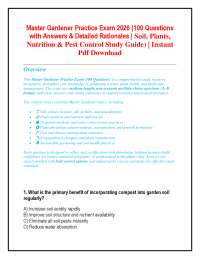 Master Gardener Practice Exam 2026 (100 Questions with Answers & Detailed Rationales | So