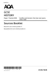 2025 AQA GCSE History Inter-War Years 1918–1939 Sources Booklet