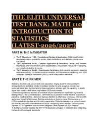 MATH 110 Intro to Statistics Test Bank 2026/2027 | 88 Q&A + Rationale