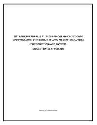 Test Bank for Merrills Atlas of Radiographic Positioning 14th Edition Guide all chapters