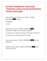 ACTION PERSONAL TRAINER CERTIFICATION EXAM QUESTIONS WITH ANSWERS