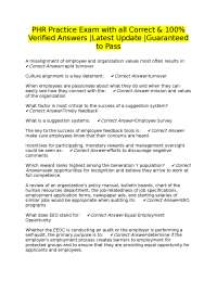PHR Practice Exam with all Correct & 100% Verified Answers |Latest Update |Guaranteed to P