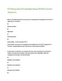 512 Insurance Exam Questions With Correct Answers