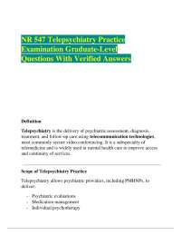 NR 547 Telepsychiatry Practice Examination: 50 Graduate-Level Questions