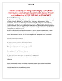 Ontario Mosquito and Biting Flies Category Exam (Water Extermination License) Exam Questio
