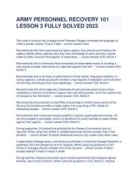 ARMY PERSONNEL RECOVERY (LESSON 3) QUESTIONS AND ANSWER