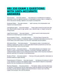 HRI 350 EXAM 1 QUESTIONS WITH 100% ACCURATE ANSWERS