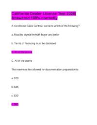 California Dealer License Test 2026| Answered 100% correctly
