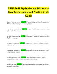 NRNP 6645 Psychotherapy Midterm & Final Exam – Advanced Practice Study Guide
