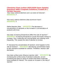 Chemistry Final |Latest 2025/2026 Exam Update| Questions With Complete Solutions| Graded A