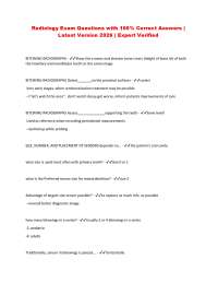 Radiology Exam Questions with 100% Correct Answers | Latest Version 2026 | Expert Verifie