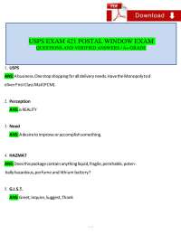 USPS Exam 421 Postal Window Exam Questions & Answers (2026/2027) | Postal Service | USPS