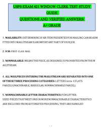 USPS Exam 421 Window Clerk Study Guide Q&A (Updated 2026) | Verified PDF