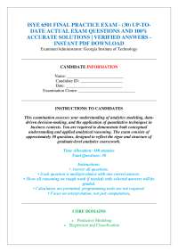 ISYE 6501 FINAL PRACTICE EXAM - (30) UP-TO DATE ACTUAL EXAM QUESTIONS AND 100% ACCURATE S
