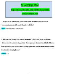 NHA CBCS Exam Questions & Answers (2026/2027) | Medical Billing | NHA (PDF)