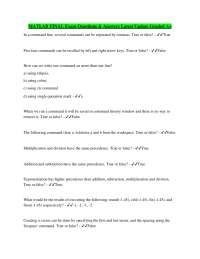 MATLAB FINAL Exam Questions & Answers Latest Update Graded A+