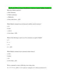 MATLAB FINAL Exam Questions & Answers Latest Update Graded A+
