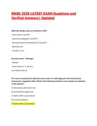 RNSG 2539 LATEST EXAM Questions and Verified Answers| 2026/2027 Updated
