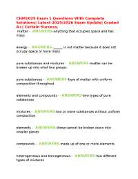 CHM1025 Exam 1 Questions With Complete Solutions| Latest 2025/2026 Exam Update| Graded A+|