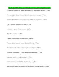 MATLAB FINAL Exam Questions & Answers Latest Update Graded A+
