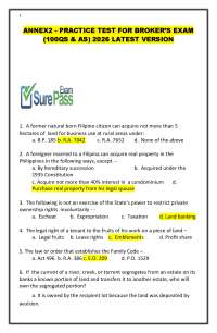 ANNEX2 - PRACTICE TEST FOR BROKER’S EXAM (100QS & AS) 2026 LATEST VERSION